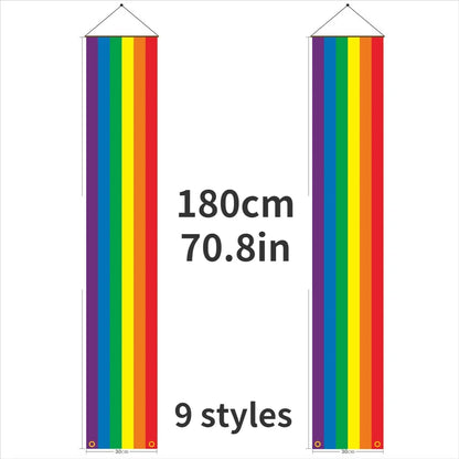 180cm Rainbow Flag Couplets LGBTQ Gay Pride Porch Hangings Outdoor Decorations Flags Lesbian Wedding Decor Banner