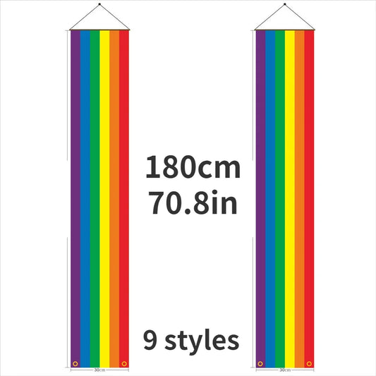 180cm Rainbow Flag Couplets LGBTQ Gay Pride Porch Hangings Outdoor Decorations Flags Lesbian Wedding Decor Banner