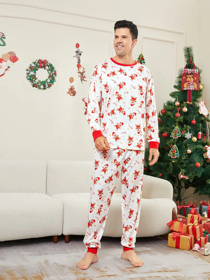 New 2025 Cartoon Allover Print Christmas Pajamas in Set Couples Casual Sleepwear Children's Clothing Baby Dog Romper Family Look