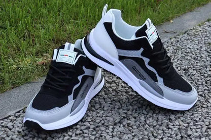 New Spring Autumn Men's Breathable Mesh Sports Shoes Korean Style Lightweight Casual Shoes Soft Bottom Running