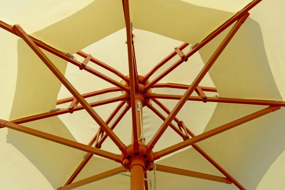 Luxury Custom Wooden Patio Umbrella Aluminum Frame Backyard Garden Sunshade for Outdoor Beach Hotel & Park Use