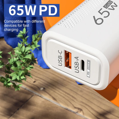 Total 65W USB GaN Charger Quick Charge Mobile Phone Adapter For iPhone Samsung Xiaomi Huawei QC3.0 USB Type C Wall Quick Charger