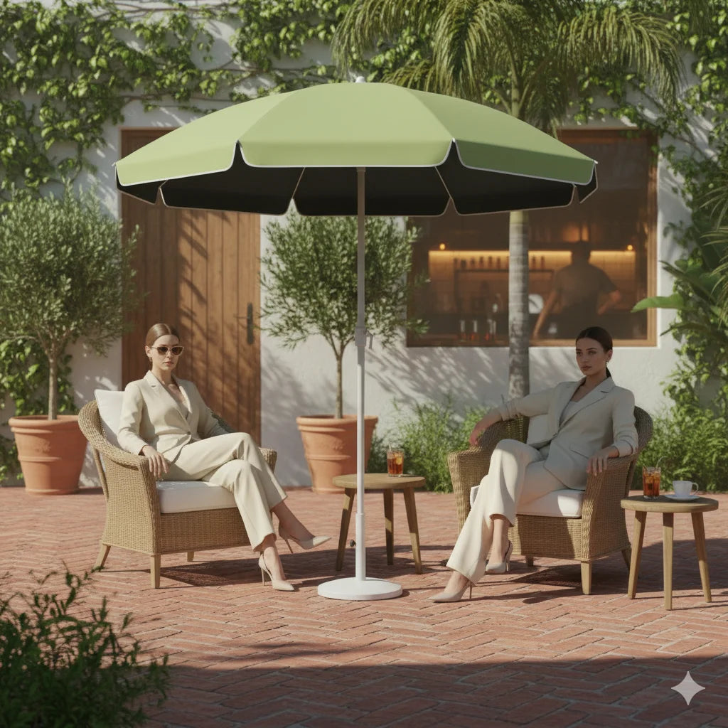 Outdoor Courtyard Decorative Sunshade Umbrella Portable Beach Sun Protection Green Apple Leaf Black Glue Coated Sun Umbrella