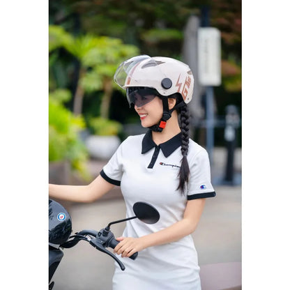 New Fashion ABS Unisex Motorcycle Helmets Motorcycle Accessories Helmet for Adults Long Lens White