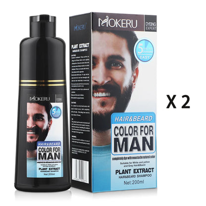 200ml Natural Permanent Beard Dye Shampoo Long Lasting Beard Coloring For Men Removal White Grey Hair Color Cover Beard Care