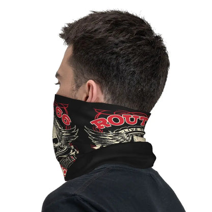 Custom Travel Motorcycle Ride Route 66 Bandana Winter Neck Warmer Windproof Wrap Face Scarf for Hiking Highways Gaiter Headband