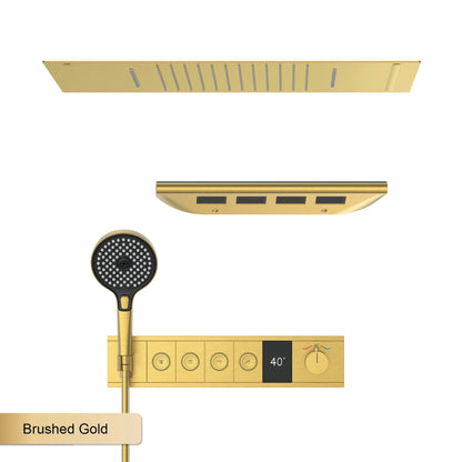 Ceiling Mounted LED Digital Display Thermostatic Shower System.Embedded waterfall style brass bathroom mixer for hot&cold water