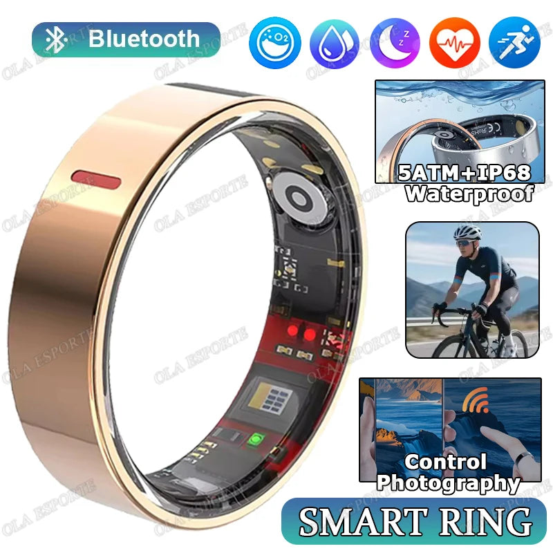 Men Women Fashion Smart Ring Sleep Heart Rate Blood Pressure Monitoring Bluetooth Connection Multiple Sports Modes Fitness Rings