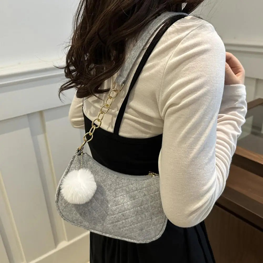 Mini Women Shoulder Bags Fashion Felt Women's Bag Design Advanced Underarm Handbags Mini Saddle Bag