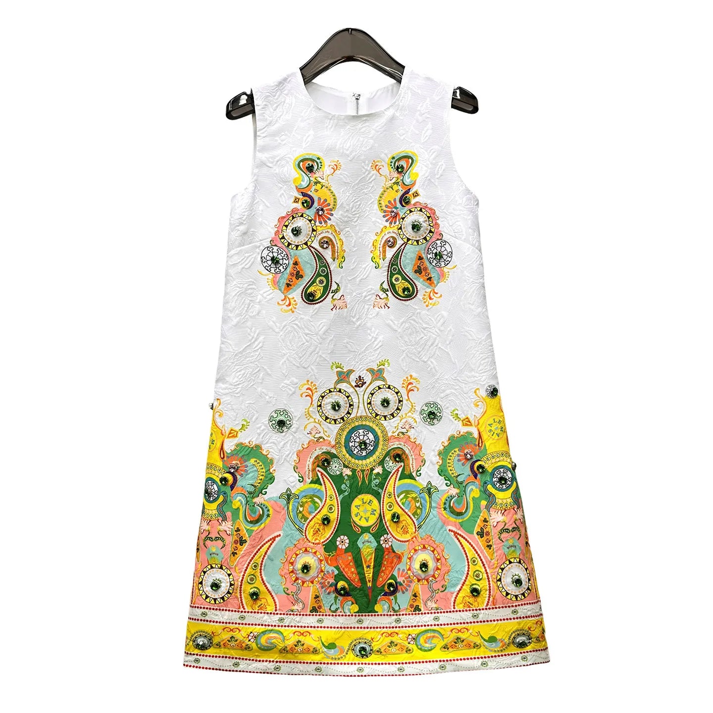 2026 Women Printed Beaded Dress Sleeveless Colorblock a Line Dress Elegant Summer Ladies Fashion Tank Dress Party Casual Dress