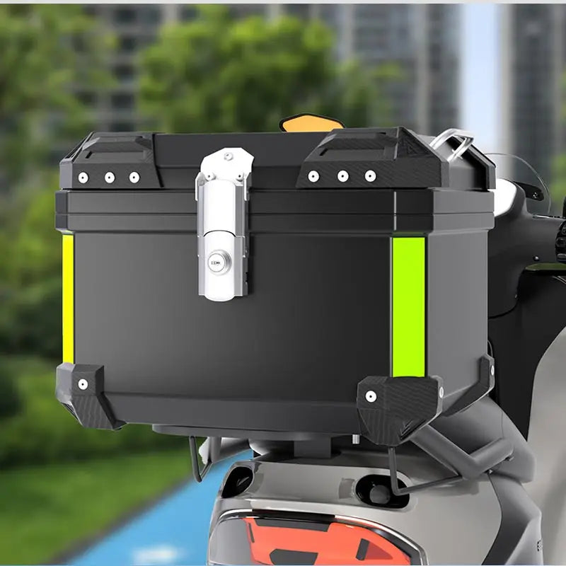 Universal Motorcycle Top Case Waterproof Motorbike Trunk Tail Box with Stainless Steel Anti-Theft Lock For Helmet Luggage