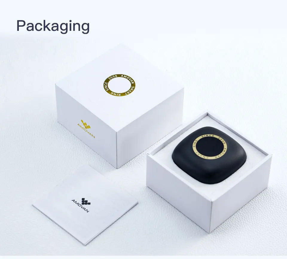 Amovan Nova Smart Ring Premium Quality AI Analysis GPS Sports Mode Heart Rate Blood Oxygen Stress Sleep Temperature Monitor