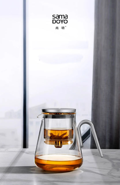 Samadoyo-Magnetic Switch Tea Pot, High-End Tea Set, Tea Water Separator, Household Tea Making Tool, Heat-Resistant Glass Tea Dis