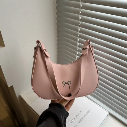Bowknot Armpit Bag Korean Underarm Bag Luxury PU Leather Y2K Handbag Girls Shoulder Bag