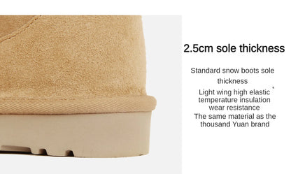 Men's and women's sheepskin and wool integrated snow boots, real leather and fur, winter thick and warm boots for women
