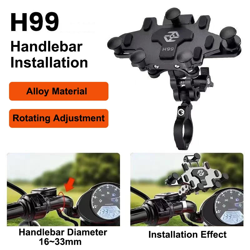 Shock-Absorbing Phone Holder for Motorcycle Bicycle 2024 Upgraded Alloy Rotary Adjustment Mobile Phone Navigation Bracket