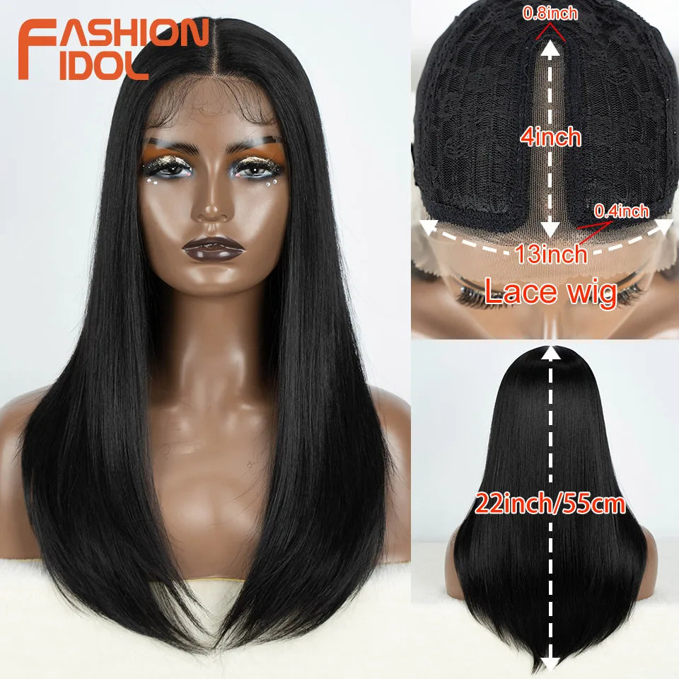 FASHION IDOL 14inch/35cm Short Bob Lace Wigs Synthetic Hair Ombre Brown Grey Wigs For Black Women Heat Resistant Synthetic Wig