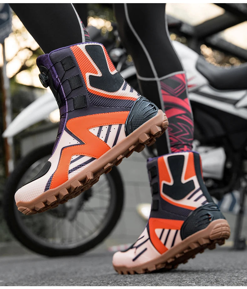 Motorcycle protective riding boots men four season fashion high top anti slip wear-resistant comfortable off-road cycling boots