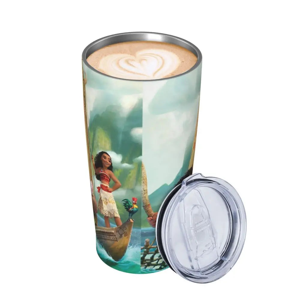 Moana and Pua Cartoon Movie Insulated Tumbler with Straws Stainless Steel Coffee Mugs Double Wall Car Bottle Cups 20oz