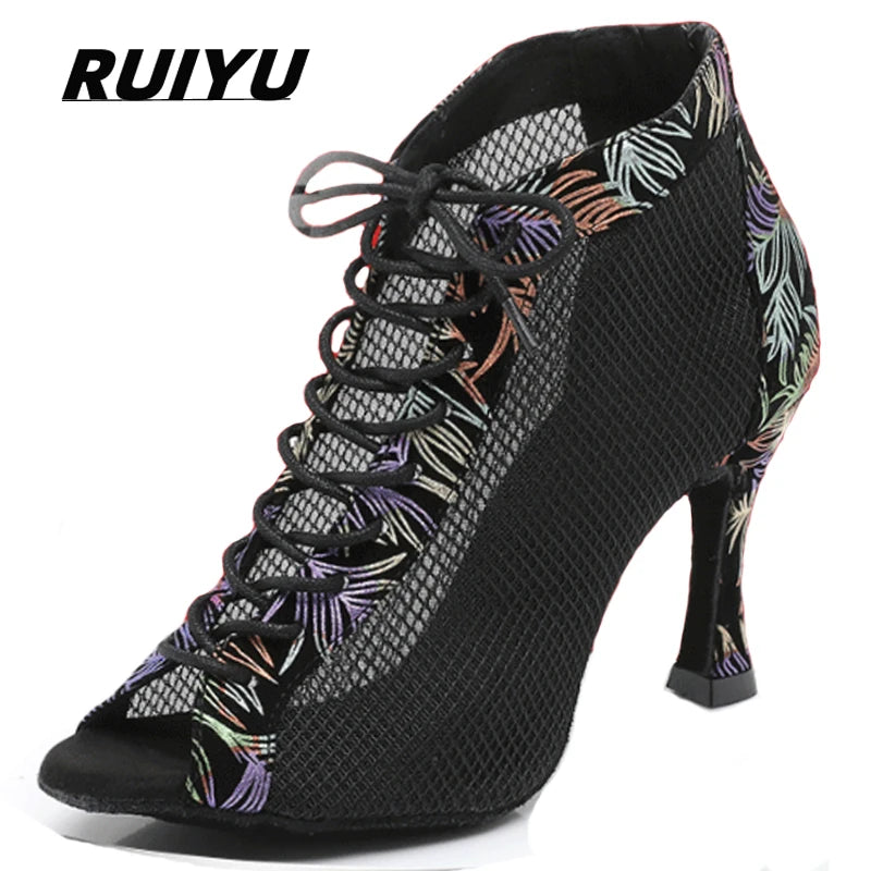 Latin Shoes Salsa Tango Ballroom Party Sports Women's Heeled Boots Summer Breathable Sandals Outdoor Dance Boots On Sale
