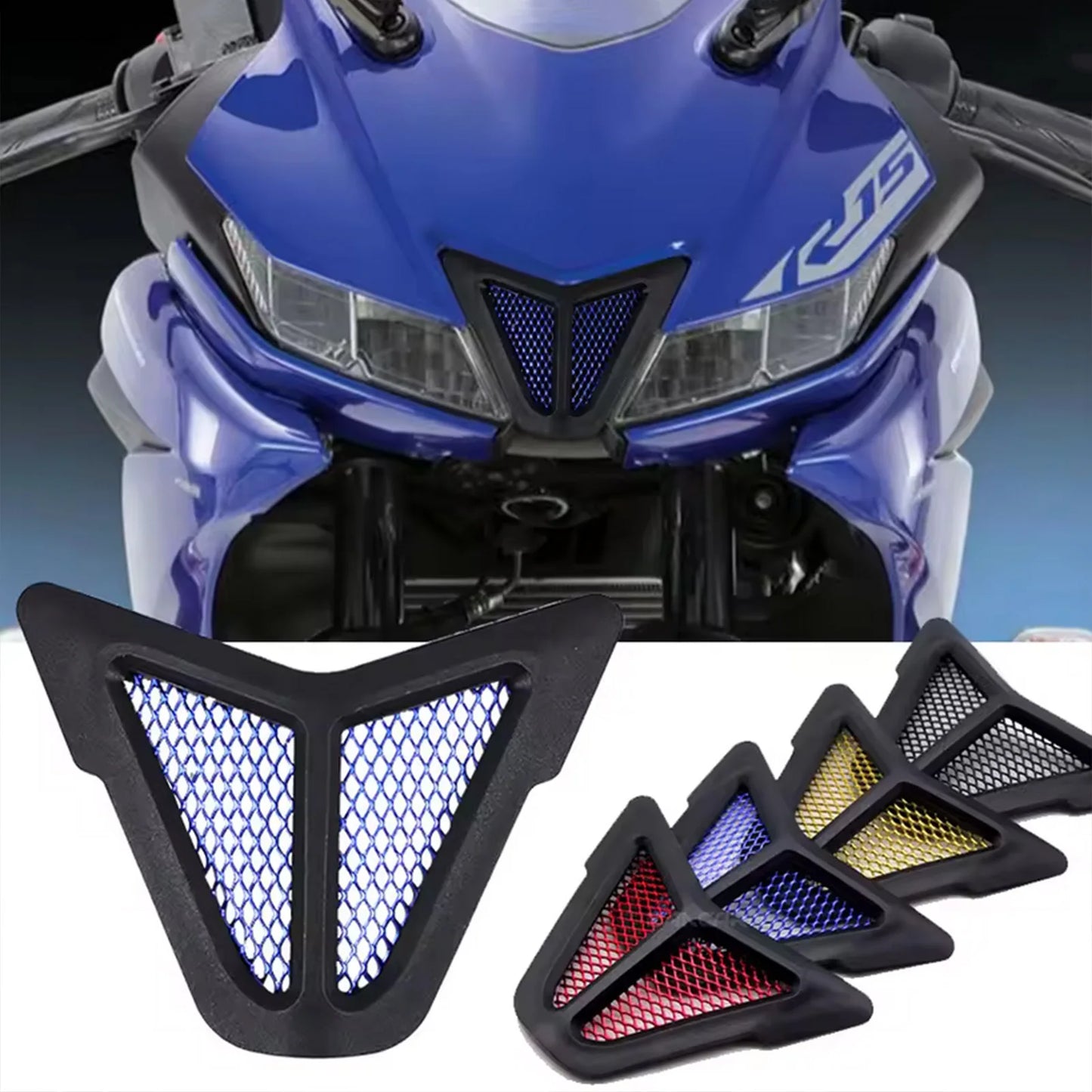 Dirt bike accessories moto decorative air Inlet Head Cover Aluminum Mesh Intake Guard Protector for Yamaha R15-V3 2017-2020