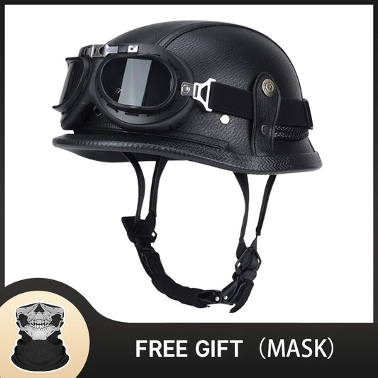 Old School German Vintage Half Helmet Retro Motorcycle Half Shell Helmet Comfortable Inner Liner Perfect for Vintage Bike