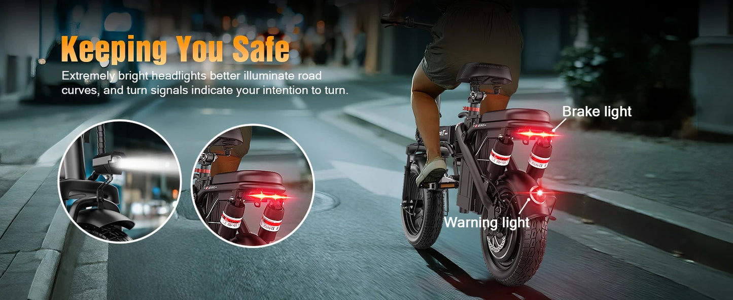 Electric Bike for Adults Teens, 1200W Peak Motor, 25MPH Folding E-Bike, 480/720Wh Battery, 40 Miles Range, Advanced 6 Shock