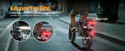 Electric Bike for Adults Teens, 1200W Peak Motor, 25MPH Folding E-Bike, 480/720Wh Battery, 40 Miles Range, Advanced 6 Shock
