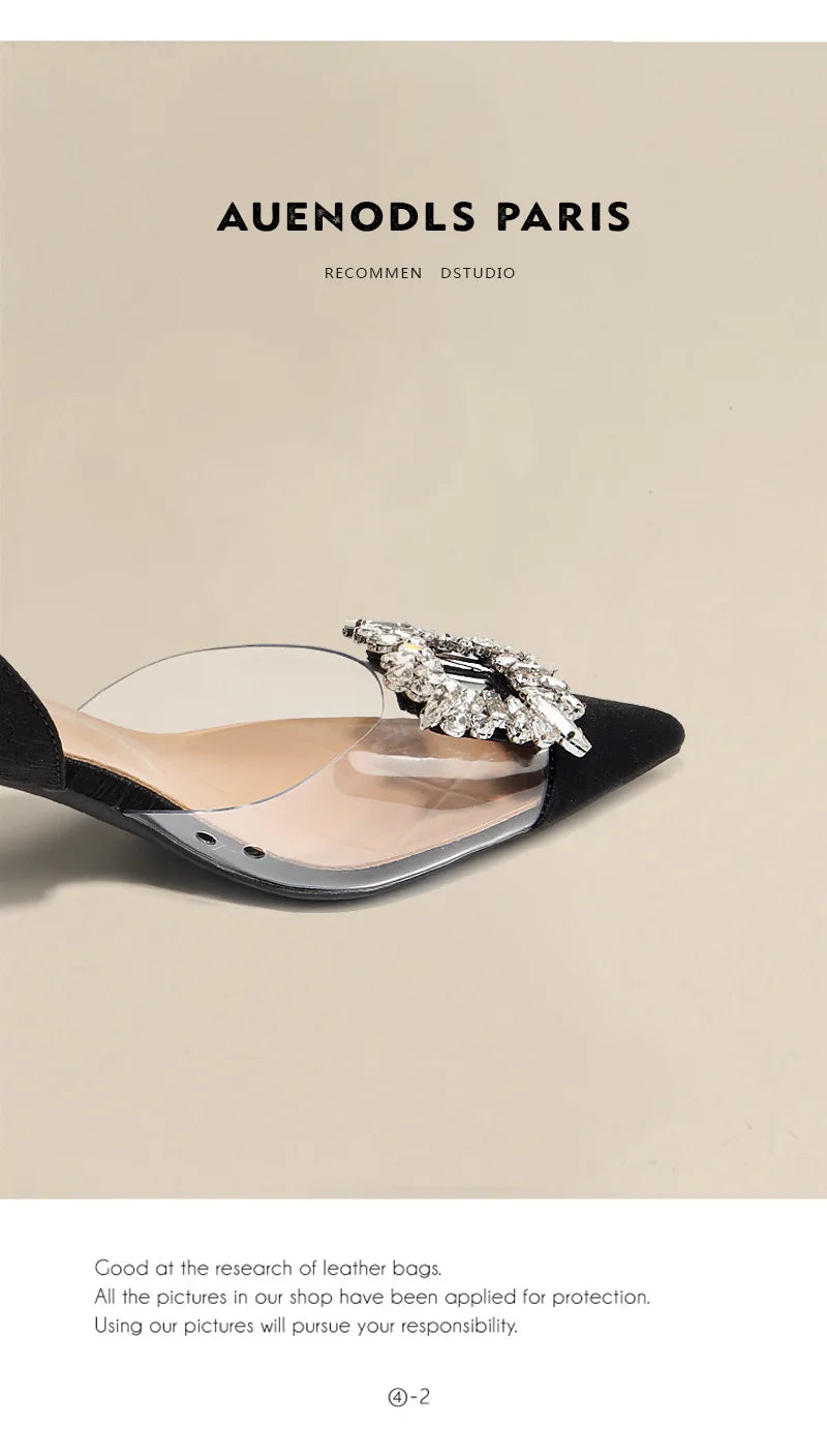 Summer Women High Heels Shoes Luxury Crystal Women Sandals Designer Pointed Toe Pumps Transparent Sexy Women sandalias de mujer