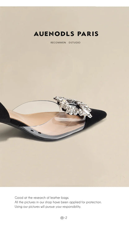 Summer Women High Heels Shoes Luxury Crystal Women Sandals Designer Pointed Toe Pumps Transparent Sexy Women sandalias de mujer