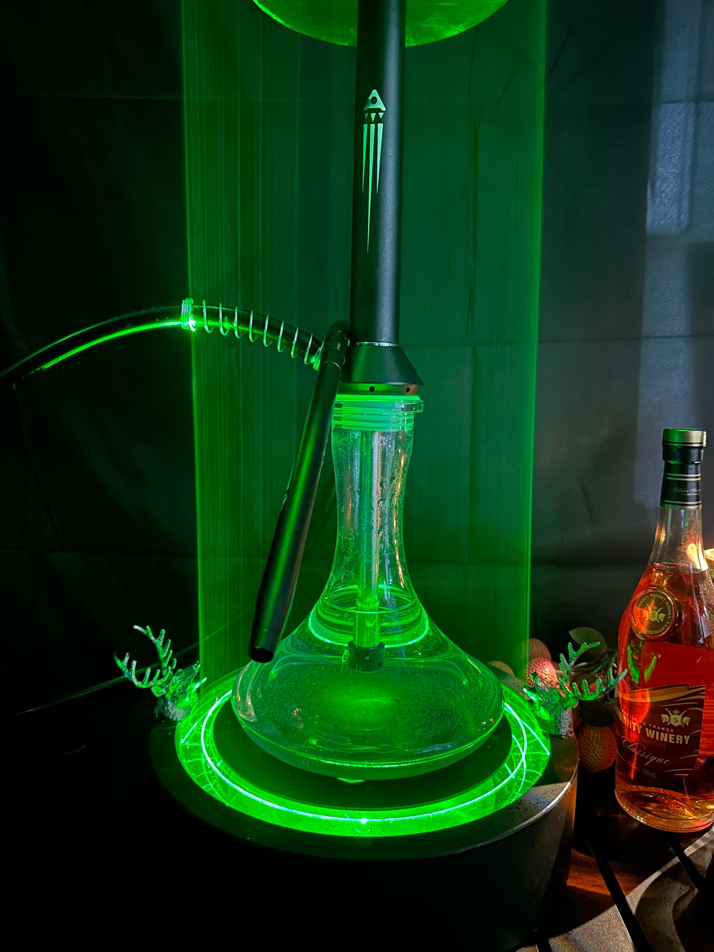 LED Smoking Table Lamp with Laser Light & Charging Base for Hookah Portable Neon Smoke Glow Lamp for Bar Party Laser Effects