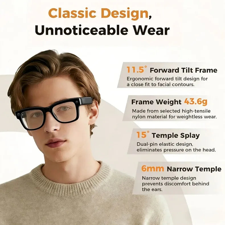 M02 AI Smart Glasses 8MP Camera Video Recording 100+Languages Translation Sunglasses Bluetooth Call Music Play with Charging Box