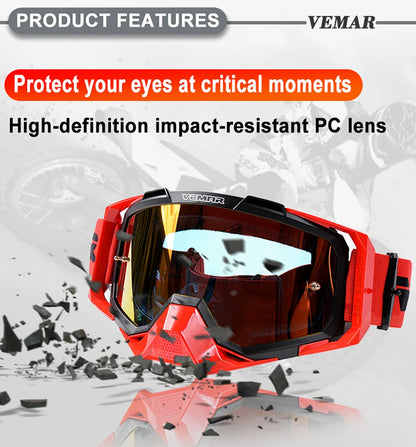 VEMAR Motorcycle Goggles Men Dustproof Motocross Helmet Glasses Skiing Gafas MTB ATV Dirt Bike Moto Sunglasses Outdoor Riding