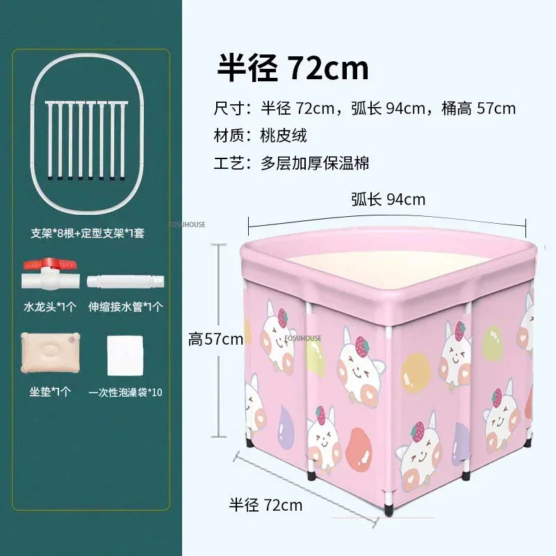 Household Triangular Bathtub Foldable Bath Bucket Swimming Pool Dual-use Portable Steam Sauna Fan-shaped Bath Barrel