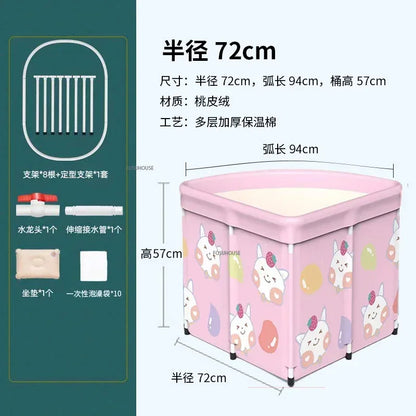Household Triangular Bathtub Foldable Bath Bucket Swimming Pool Dual-use Portable Steam Sauna Fan-shaped Bath Barrel