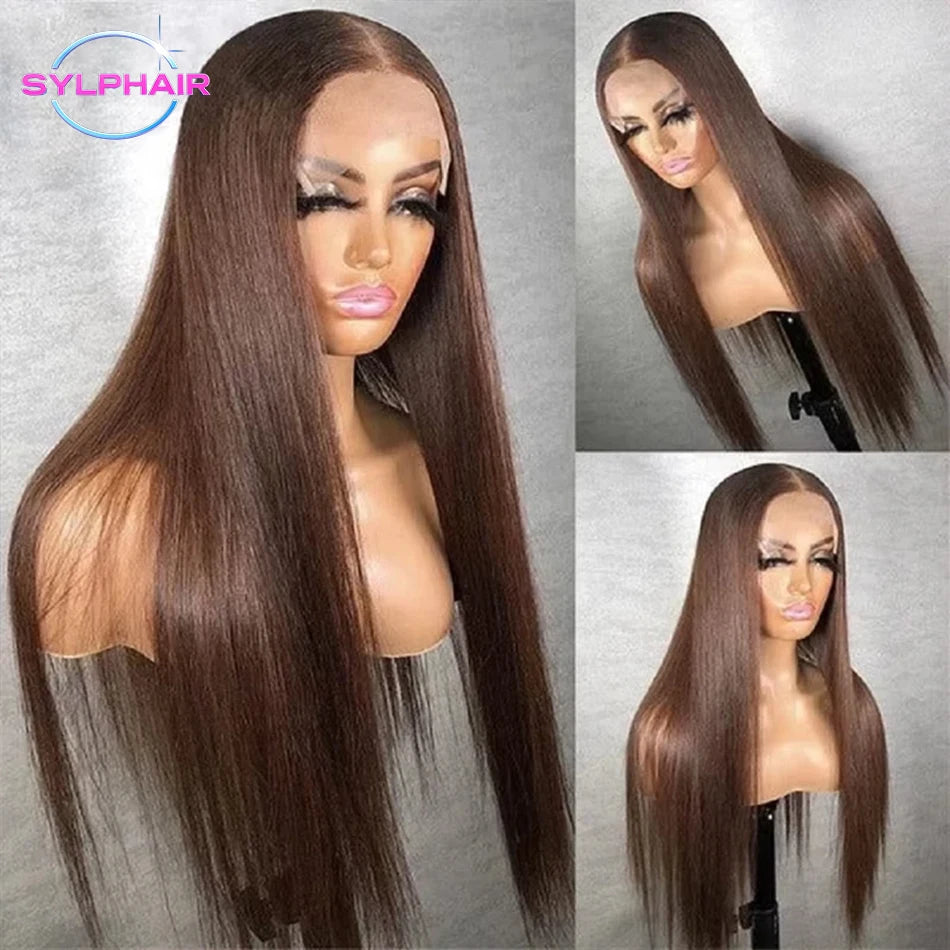 13x4 Chocolate Brown Lace Front Wigs Human Hair For Women 13x6 Hd Straight Lace Frontal Wig 4x4 5x5 Closure Human Hair Wig