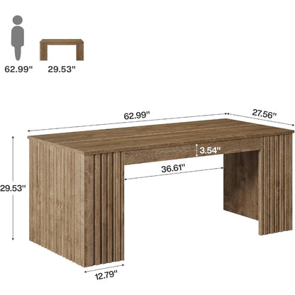Large 63-Inch Office Computer Desk, Modern Executive Study Writing Table, Business Furniture for Home Workstation