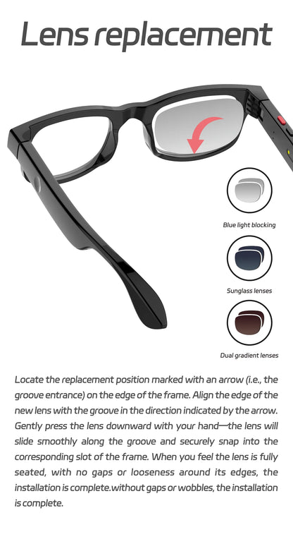 500W AI Smart Camera Sunglasses 3in1 lens ChatGPT Translation Voice Control WiFi Bluetooth HD1080P Shooting Intelligent Glasses