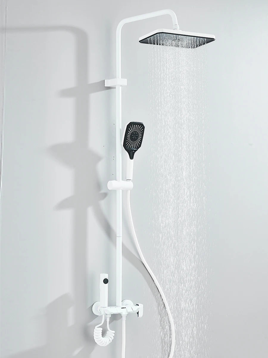 4-way Piano Shower System With Rain Shower Bidet Faucet Hot Cold Water Mixer For Bathroom Shower Kit