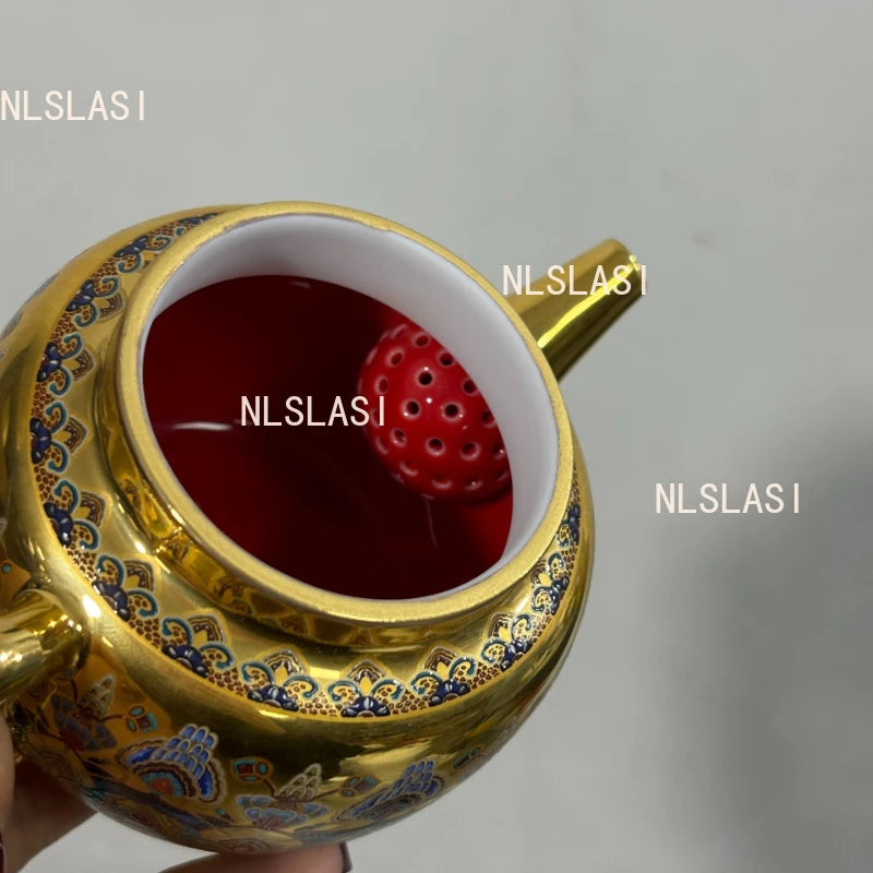 150ml Dunhuang Impression Gilded Teapot Stacked Enamel Colored Tea Infuser Household Gold Small Capacity Ball Hole Teapot