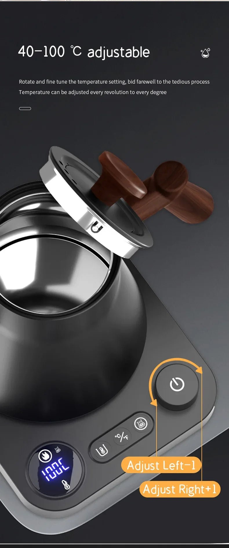 Electric Gooseneck Kettle 900ML Hand Brew Coffee Pot Smart Teapot Temperature Control Pot Rapid Heating Kettle 110v/220v