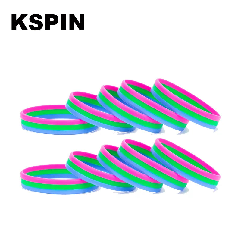 LGBT Pride Rainbow Pansexual Asexual Genderqueer Bisexual Wristband Jewelry Silicone Bracelet SLP-0000