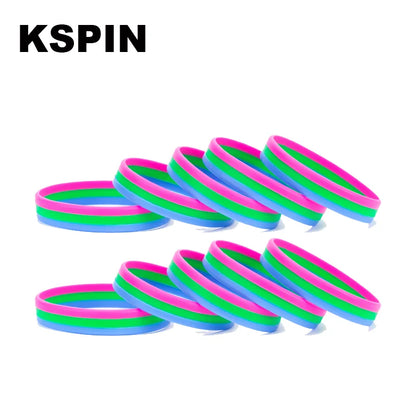 LGBT Pride Rainbow Pansexual Asexual Genderqueer Bisexual Wristband Jewelry Silicone Bracelet SLP-0000