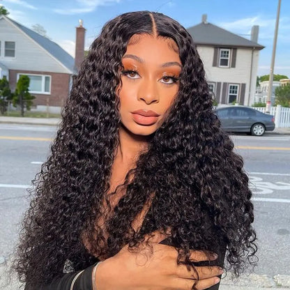 Multi-Color Long Curly 13x4 Lace Front High-Temperature Fiber Wig for Women Synthetic Hair Wig for African American Daily Party
