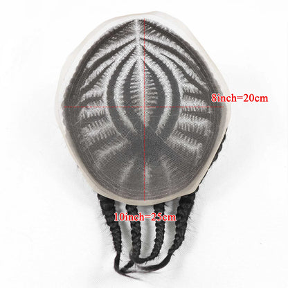 Cornrow Box Braided Men's Toupee Full Lace Male Toupee For Men Hairpieces Black Human Hair Wigs Replacement Systems Hair Patch