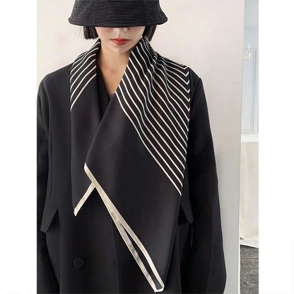 Luxury2025Square Silk Scarf for Women 90*90Hijab Hair Bands Neckerchief Female Satin Shawl Ribbon Headband Fashion Wraps