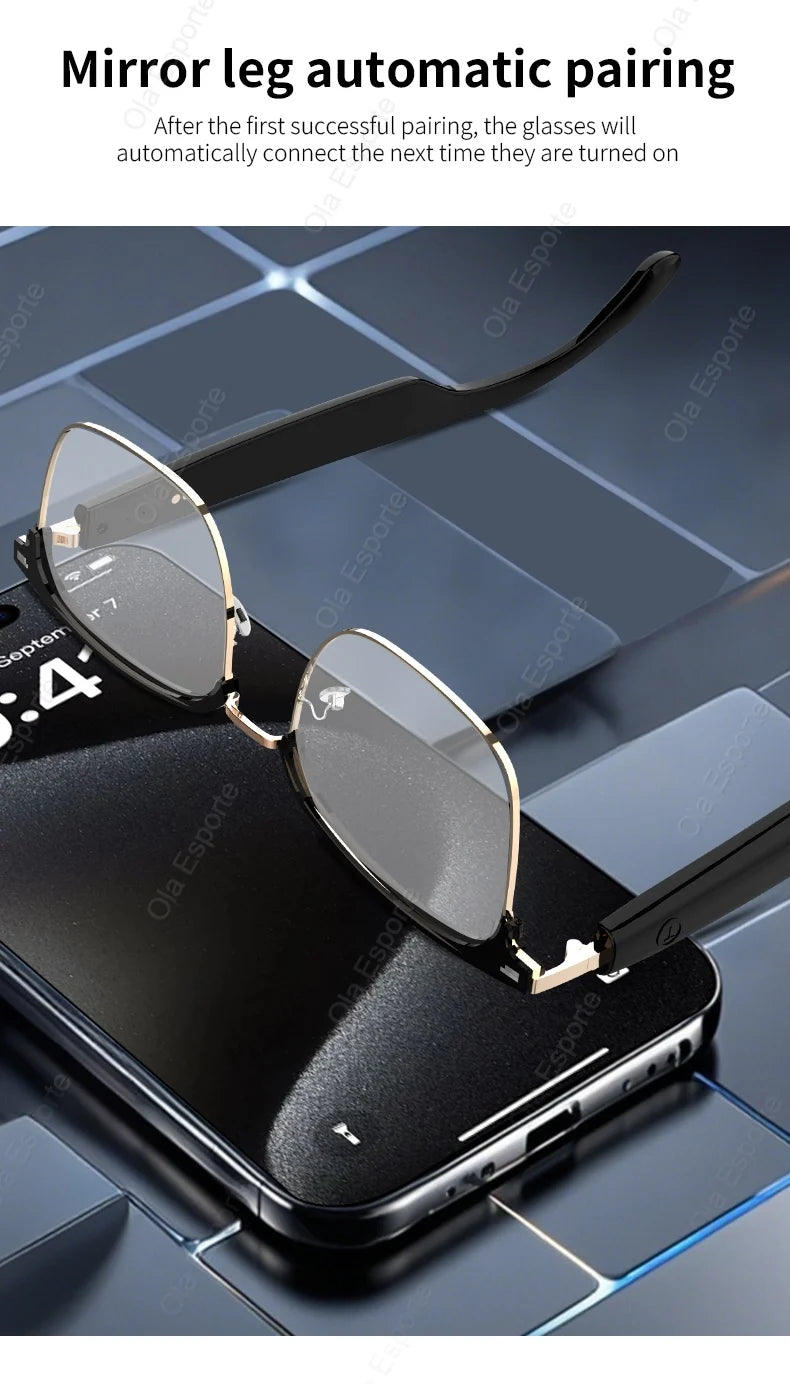 Ola Esporte Bluetooth Smart Glasses Automatic Adjustment AI Voice Music Eyewear Waterproof Call Eyeglass For Anti-blue Light New