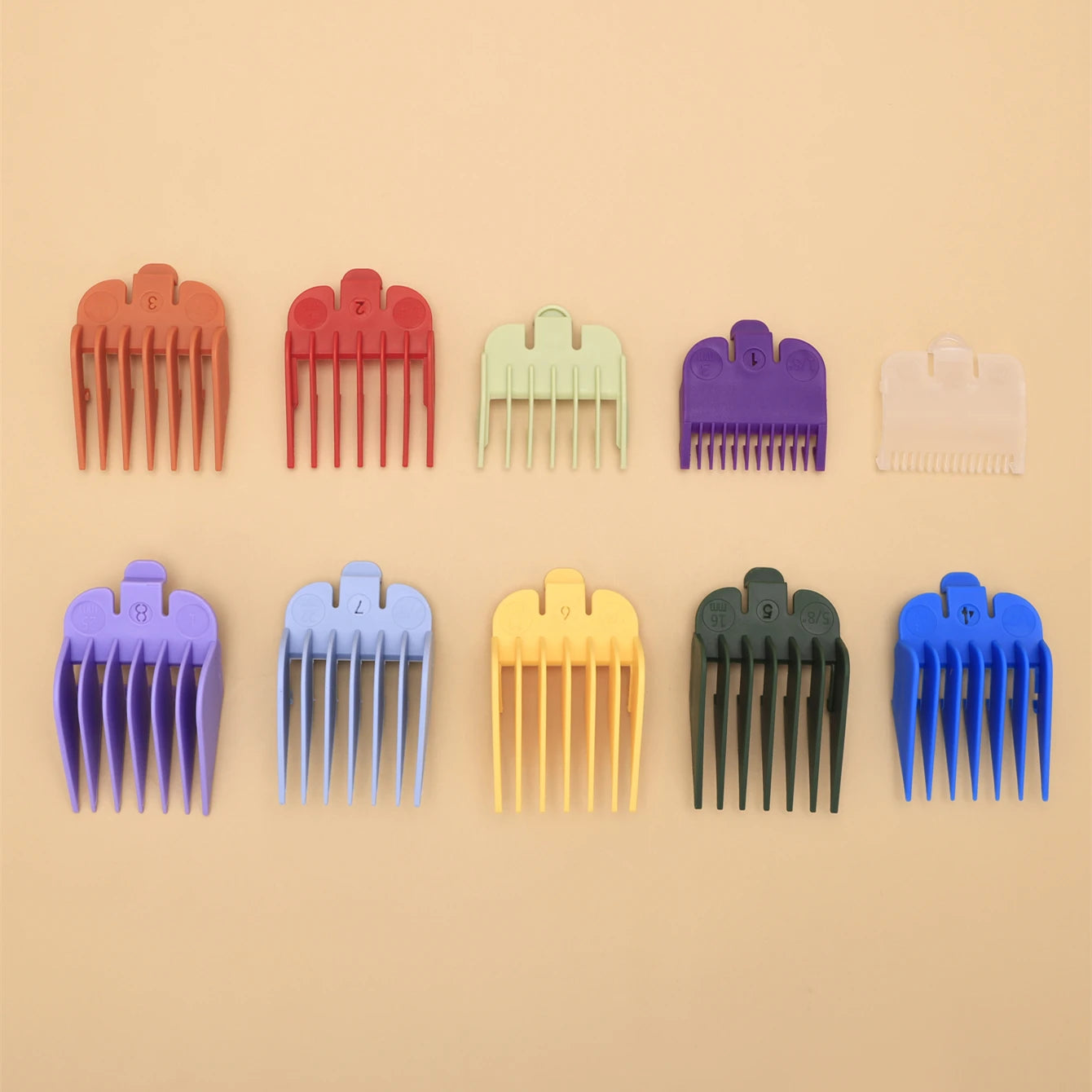 10PCS 1.5mm-25mm Hair Clipper Limit Comb Guide Attachment Set with Storage Tray Hair Clipper Shaver Haircut Accessories