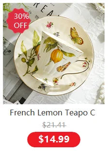 Vintage Lemon Teapot Coffee Cup and Saucer Set Beautiful Coffee Mug Modern Set Tania Bulhoes Luxury Design Cup