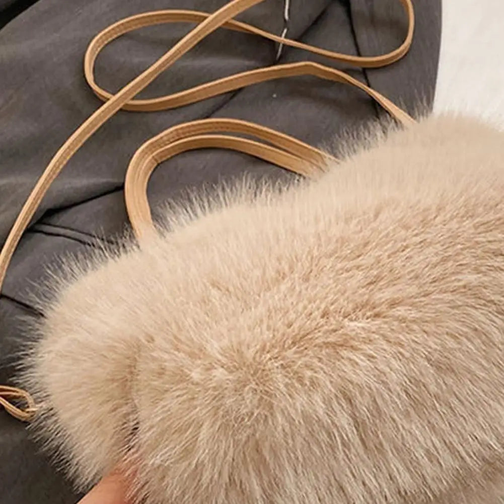 Fahion Faux Fur Tote Bag Women's Bucket Plush Luxury Design Ladies Handbags Winter Crossbody Shoulder Bags